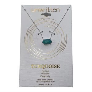 Unwritten Women's Fine Silver Plated Turquoise Stone Pendant Necklace New